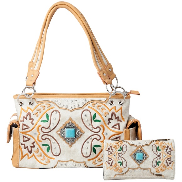 Aztec Purse Western Style Handbag Women Boho Country Carry Conceal Wallet Set - Picture 1 of 10